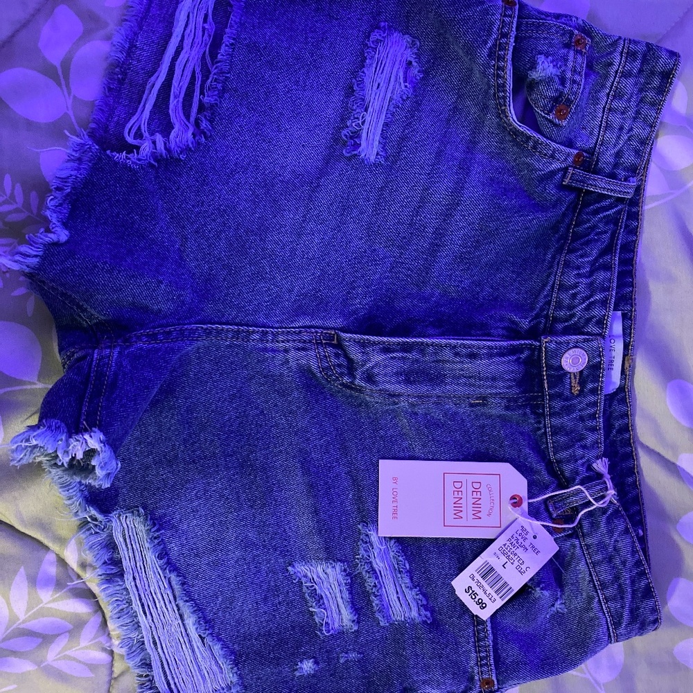 blue denim shorts